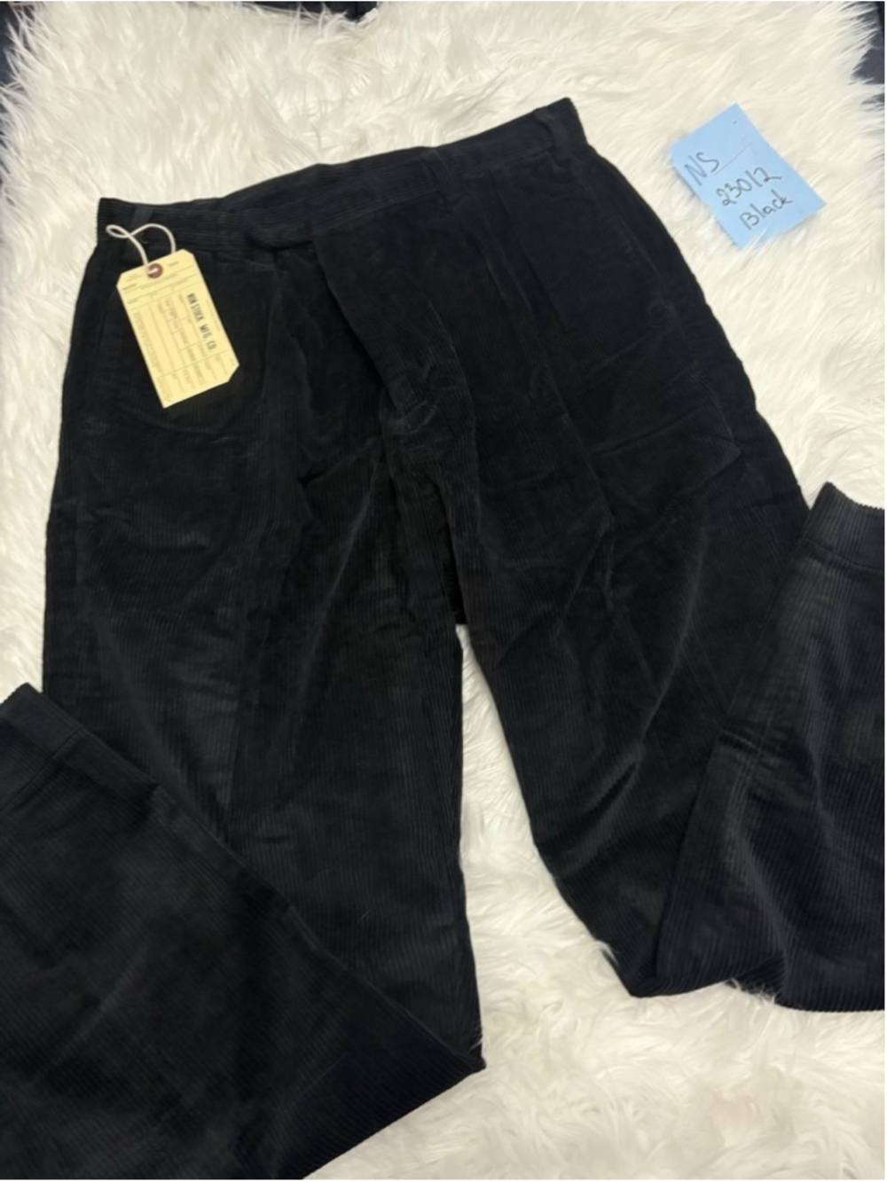NON STOCK Corduroy Pants Men Pleated Casual Trousers Loose Workwear L - Picture 9 of 16